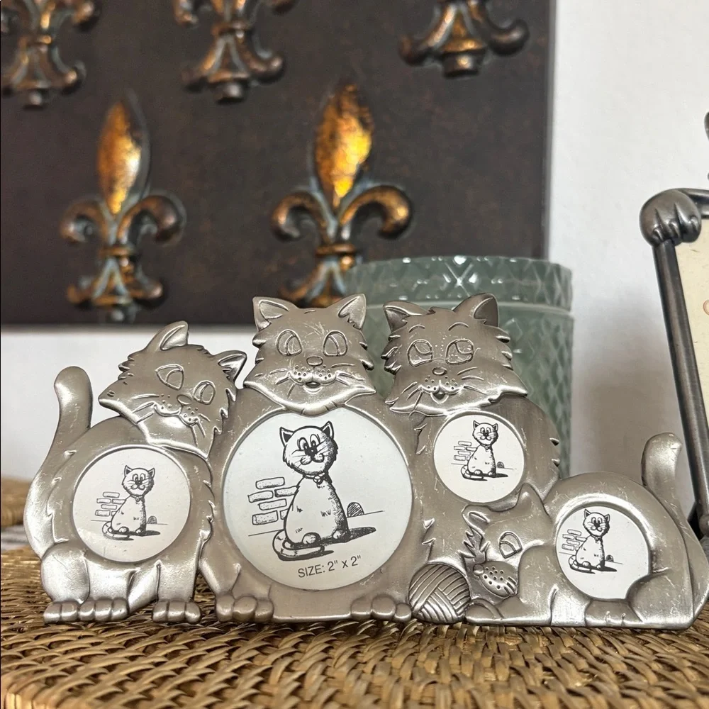 🆕Vintage Fetco And Connoisseur Pewter Cat Picture Frames